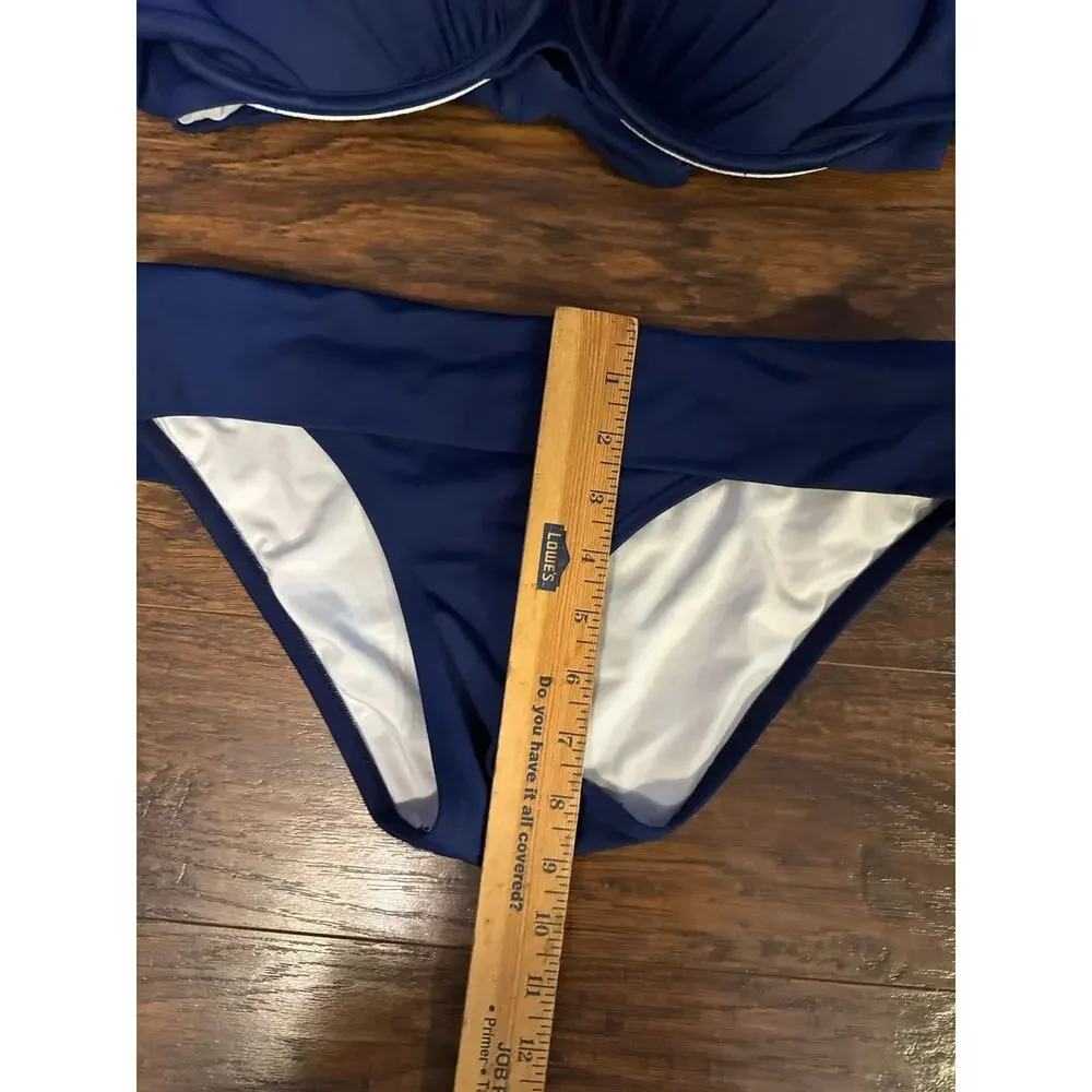 Victoria's Secret Bandeau Bikini Set Swim Top 38 DD Blue Underwire Bottom sz:med - Picture 2 of 6